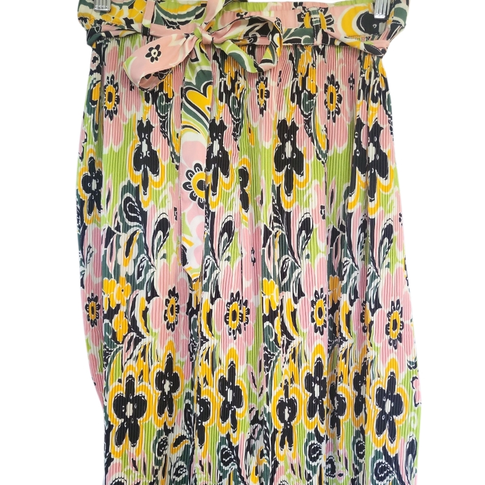 ASOS Topshop Tall 60s Floral Plisse Wide Leg Beach Pants Sz 0-2 Tall - Picture 4 of 11